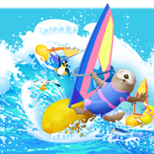 動物 キャラクター　ラッコのサーフィン